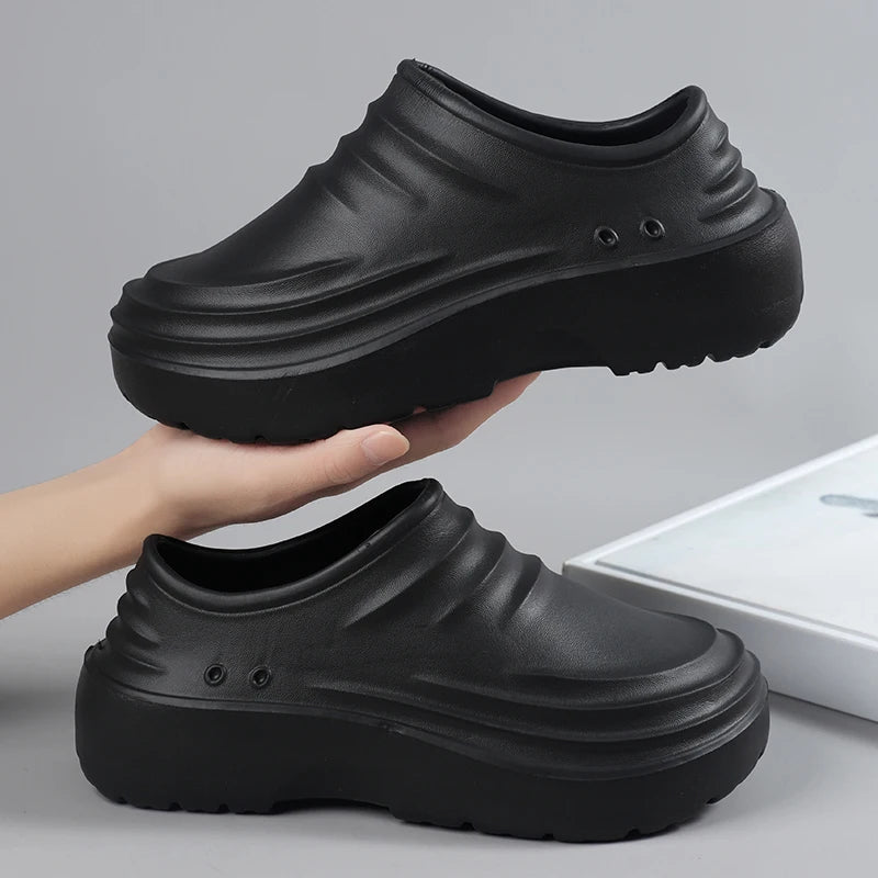 Work Shoes Waterproof, Oil-Proof, Non-Slip, Thick-Soled, Wear-Resistant, Special Soft-Soled Labor Protection Shoes for Kitchen C